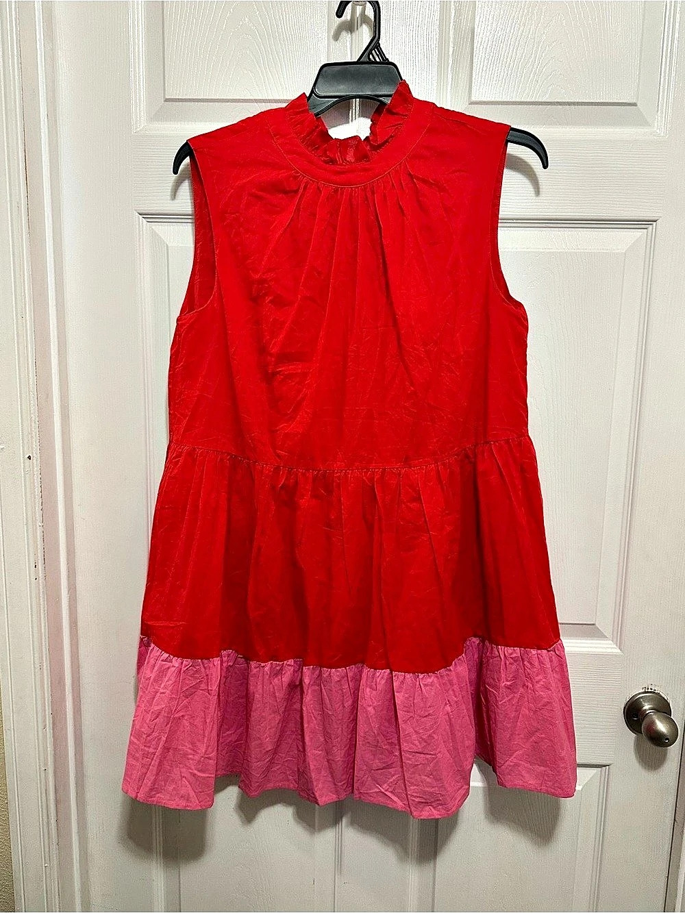 petal and pup Red & Pink Mini Dress Size Large NWT